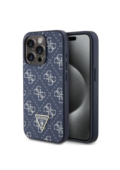 Husa pentru iPhone 15 Pro Max - Guess Hardcase 4G Triangle Metal Logo (GUHCP15XPG4GPB) - Blue