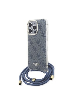 Husa pentru iPhone 15 Pro - Guess Crossbody Cord 4G Print (GUHCP15LHC4SEB) - Blue