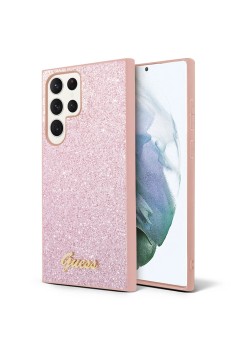 Husa pentru Samsung Galaxy S24 Ultra - Guess Glitter Script (GUHCS24LHGGSHP) - Pink