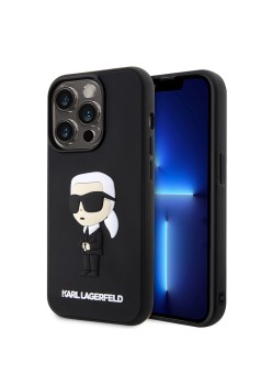 Husa pentru iPhone 14 Pro - Karl Lagerfeld 3D Design (KLHCP14L3DRKINK) - Rubber Ikonik