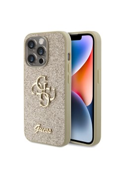 Husa pentru iPhone 15 Pro Max - Guess Glitter Script Big 4G (GUHCP15XHG4SGD) - Gold