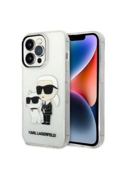 Husa pentru iPhone 14 Pro - Karl Lagerfeld Hardcase Glitter (KLHCP14LHNKCTGT) - Transparent KarlandChoupette