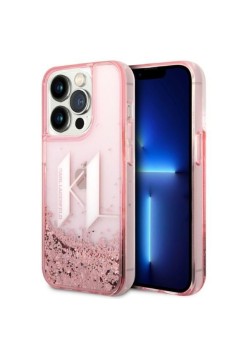 Husa pentru iPhone 14 Pro - Karl Lagerfeld Hardcase Glitter (KLHCP14LLBKLCP) - Pink Liquid Big KL