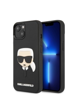 Husa pentru iPhone 14 Plus / iPhone 15 Plus - Karl Lagerfeld 3D Design (KLHCP14MKH3DBK) - Rubber Karls Head