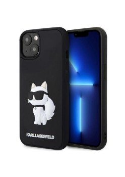 Husa pentru iPhone 14 Plus / iPhone 15 Plus - Karl Lagerfeld 3D Design (KLHCP14M3DRKHNK) - Rubber Choupette