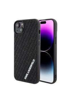 Husa pentru iPhone 14 Plus / iPhone 15 Plus - Karl Lagerfeld 3D Design (KLHCP15M3DMKRLK) - Rubber Multi Logo