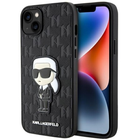 Husa pentru iPhone 14 Plus / iPhone 15 Plus - Karl Lagerfeld Saffiano (KLHCP14MSAKHPKK) - Monogram Ikonik