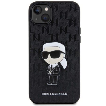 Husa pentru iPhone 14 Plus / iPhone 15 Plus - Karl Lagerfeld Saffiano (KLHCP14MSAKHPKK) - Monogram Ikonik