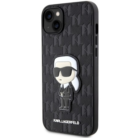 Husa pentru iPhone 14 Plus / iPhone 15 Plus - Karl Lagerfeld Saffiano (KLHCP14MSAKHPKK) - Monogram Ikonik