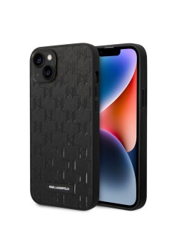 Husa pentru iPhone 14 Plus / iPhone 15 Plus - Karl Lagerfeld Saffiano (KLHCP14MSAKLHPK) - Mono Metal Logo