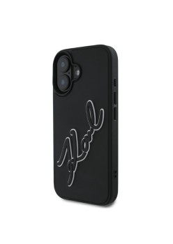 Husa pentru iPhone 16 - Karl Lagerfeld 3D Design (KLHCP16S3DRKSDLK) - Rubber Signature