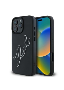 Husa pentru iPhone 16 Pro Max - Karl Lagerfeld 3D Design (KLHCP16X3DRKSDLK) - Rubber Signature