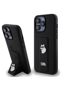 Husa pentru iPhone 14 Pro Max - Karl Lagerfeld Saffiano Gripstand (KLHCP14XGSACHPK) - Choupette