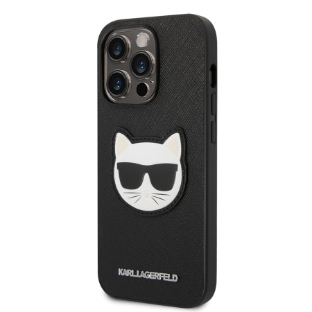 Husa pentru iPhone 14 Pro Max - Karl Lagerfeld Saffiano (KLHCP14XSAPCHK) - Choupette Head
