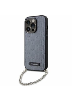 Husa pentru iPhone 14 Pro Max - Karl Lagerfeld Saffiano Monogram Chain (KLHCP14XSACKLHPG) - Silver