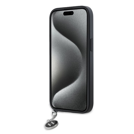 Husa pentru iPhone 15 / iPhone 14 / iPhone 13 - Karl Lagerfeld Saffiano RhinestonesandCharm (KLHCP15SPSAKDGCK) - Black