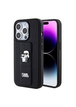 Husa pentru iPhone 15 Pro Max - Karl Lagerfeld Saffiano Gripstand (KLHCP15XGSAKCPK) - KarlandChoupette