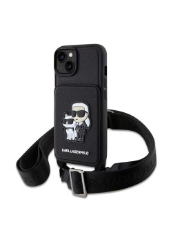 Husa pentru iPhone 15 / iPhone 14 / iPhone 13 - Karl Lagerfeld Saffiano Crossbody (KLHCP14SCSAKCPMK) - KarlandChoupette