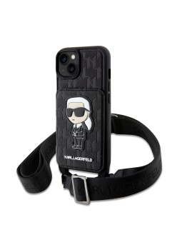 Husa pentru iPhone 15 / iPhone 14 / iPhone 13 - Karl Lagerfeld Saffiano Crossbody (KLHCP14SCSAKHPKK) - Monogram Ikonik