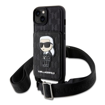 Husa pentru iPhone 15 / iPhone 14 / iPhone 13 - Karl Lagerfeld Saffiano Crossbody (KLHCP14SCSAKHPKK) - Monogram Ikonik