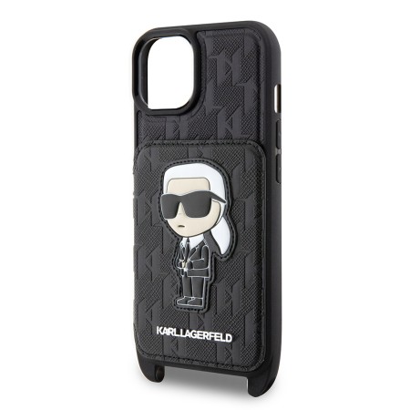 Husa pentru iPhone 15 / iPhone 14 / iPhone 13 - Karl Lagerfeld Saffiano Crossbody (KLHCP14SCSAKHPKK) - Monogram Ikonik