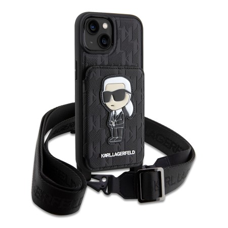 Husa pentru iPhone 15 / iPhone 14 / iPhone 13 - Karl Lagerfeld Saffiano Crossbody (KLHCP14SCSAKHPKK) - Monogram Ikonik