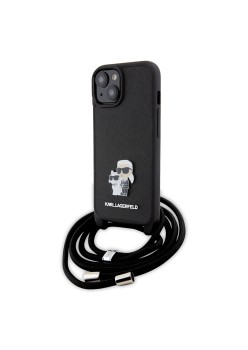 Husa pentru iPhone 15 / iPhone 14 / iPhone 13 - Karl Lagerfeld Saffiano Crossbody (KLHCP15SSAKCPSK) - Metal Pin KarlandChoupette