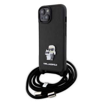 Husa pentru iPhone 15 / iPhone 14 / iPhone 13 - Karl Lagerfeld Saffiano Crossbody (KLHCP15SSAKCPSK) - Metal Pin KarlandChoupette