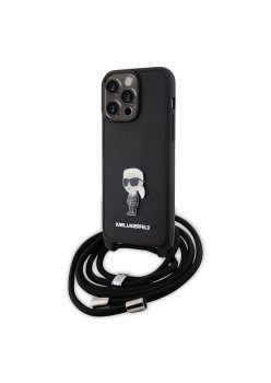 Husa pentru iPhone 15 Pro Max - Karl Lagerfeld Saffiano Crossbody (KLHCP15XSASKNPSK) - Monogram Metal Pin Karl