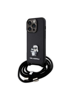 Husa pentru iPhone 15 Pro - Karl Lagerfeld Saffiano Crossbody (KLHCP15LSAKCPSK) - Metal Pin KarlandChoupette