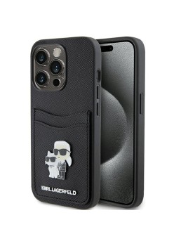Husa pentru iPhone 15 Pro - Karl Lagerfeld Saffiano Cardslot (KLHCP15LSAPKCNPK) - KarlandChoupette