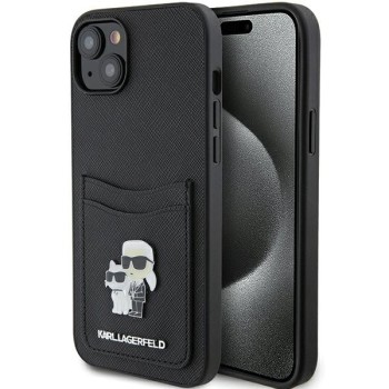 Husa pentru iPhone 15 / iPhone 14 / iPhone 13 - Karl Lagerfeld Saffiano Cardslot (KLHCP15SSAPKCNPK) - KarlandChoupette