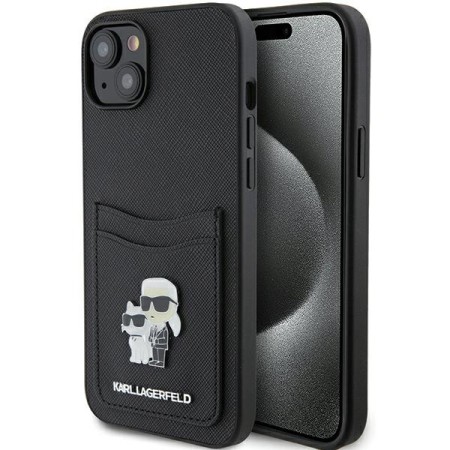 Husa pentru iPhone 15 / iPhone 14 / iPhone 13 - Karl Lagerfeld Saffiano Cardslot (KLHCP15SSAPKCNPK) - KarlandChoupette