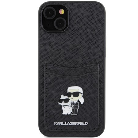 Husa pentru iPhone 15 / iPhone 14 / iPhone 13 - Karl Lagerfeld Saffiano Cardslot (KLHCP15SSAPKCNPK) - KarlandChoupette