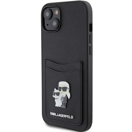 Husa pentru iPhone 15 / iPhone 14 / iPhone 13 - Karl Lagerfeld Saffiano Cardslot (KLHCP15SSAPKCNPK) - KarlandChoupette