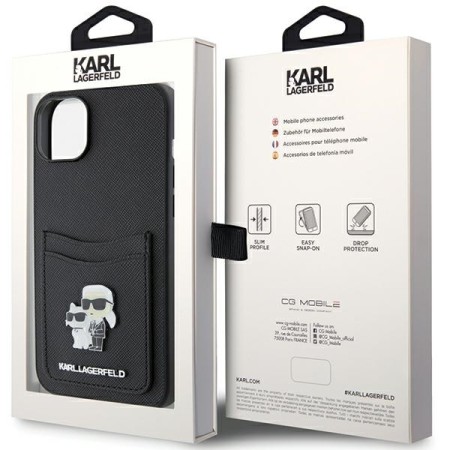 Husa pentru iPhone 15 / iPhone 14 / iPhone 13 - Karl Lagerfeld Saffiano Cardslot (KLHCP15SSAPKCNPK) - KarlandChoupette