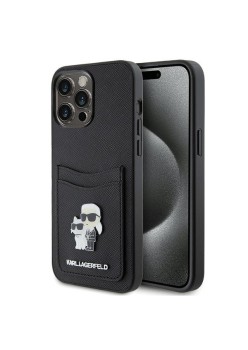 Husa pentru iPhone 15 Pro Max - Karl Lagerfeld Saffiano Cardslot (KLHCP15XSAPKCNPK) - KarlandChoupette