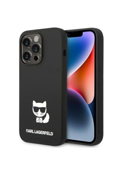 Husa pentru iPhone 14 Pro - Karl Lagerfeld Silicone (KLHCP14LSLCTBK) - Choupette Body