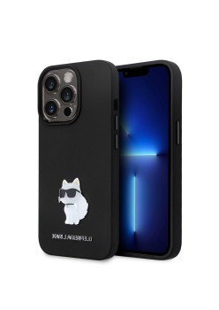 Husa pentru iPhone 14 Pro - Karl Lagerfeld Silicone (KLHCP14LSMHCNPK) - Choupette Metal Pin