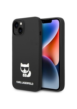 Husa pentru iPhone 15 Plus / iPhone 14 Plus - Karl Lagerfeld Silicone (KLHCP14MSLCTBK) - Choupette Body