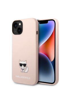 Husa pentru iPhone 15 Plus / iPhone 14 Plus - Karl Lagerfeld Silicone (KLHCP14MSLCTPI) - Pink Choupette Body