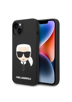 Husa pentru iPhone 15 Plus / iPhone 14 Plus - Karl Lagerfeld Silicone (KLHCP14MSLKHBK) - Karls Head