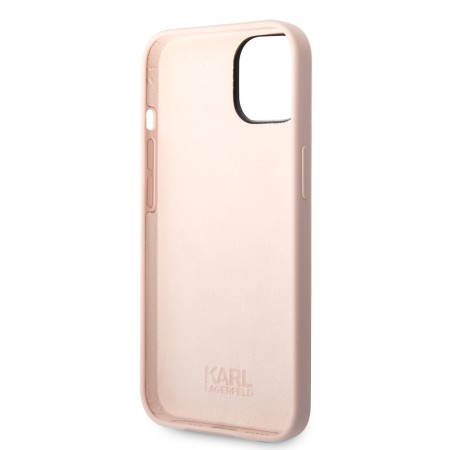 Husa pentru iPhone 15 Plus / iPhone 14 Plus - Karl Lagerfeld Silicone (KLHCP14MSLKHLP) - Pink Karls Head