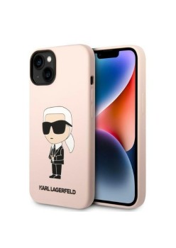 Husa pentru iPhone 15 Plus / iPhone 14 Plus - Karl Lagerfeld Silicone (KLHCP14MSNIKBCP) - Pink Ikonik