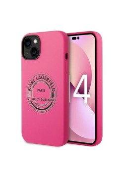 Husa pentru iPhone 15 Plus / iPhone 14 Plus - Karl Lagerfeld Silicone (KLHCP14MSRSGRCF) - Pink RSG