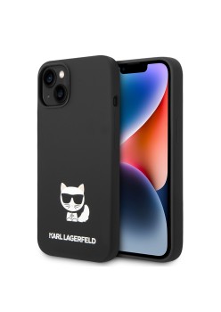 Husa pentru iPhone 15 / iPhone 14 / iPhone 13 - Karl Lagerfeld Silicone (KLHCP14SSLCTBK) - Choupette Body