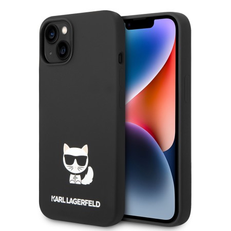 Husa pentru iPhone 15 / iPhone 14 / iPhone 13 - Karl Lagerfeld Silicone (KLHCP14SSLCTBK) - Choupette Body