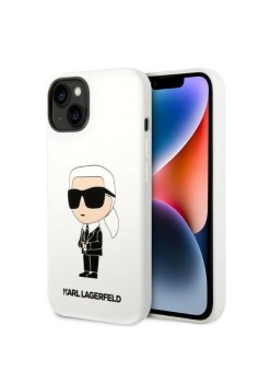 Husa pentru iPhone 15 / iPhone 14 / iPhone 13 - Karl Lagerfeld Silicone (KLHCP14SSNIKBCH) - White Ikonik