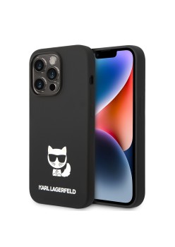 Husa pentru iPhone 14 Pro Max - Karl Lagerfeld Silicone (KLHCP14XSLCTBK) - Choupette