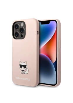Husa pentru iPhone 14 Pro Max - Karl Lagerfeld Silicone (KLHCP14XSLCTPI) - Pink Choupette